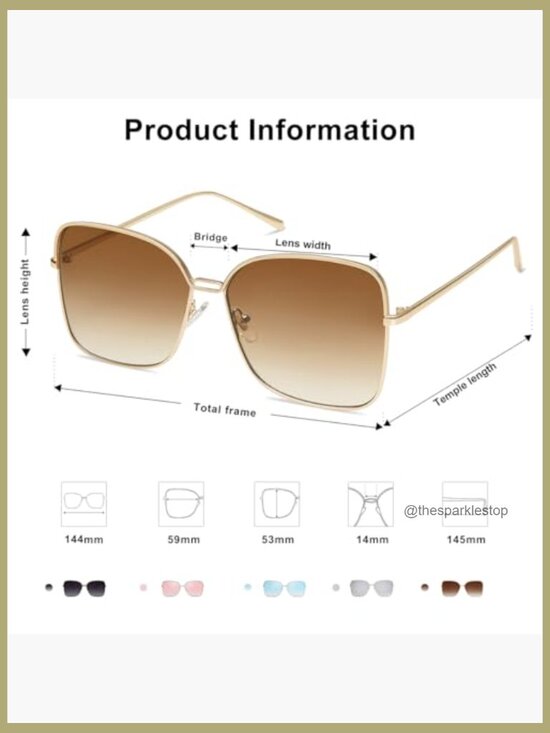 Oversized Square Sunglasses UV400 Protection Metal Frame Unisex main image 4